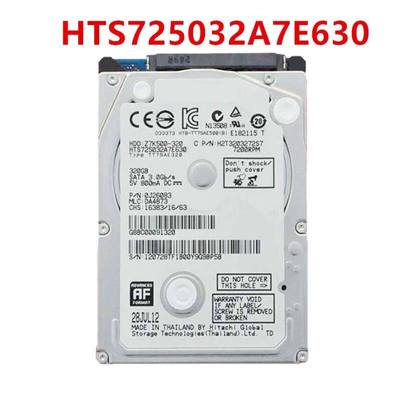 Hitachi 320GB 2.5 32MB SATA 7200RPM 7MM    HDD HTS725032A7E630  Ʈ HDD 